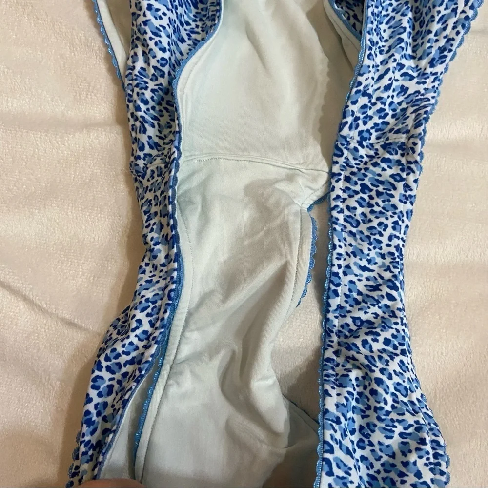 New! Frankie's Bikinis golden hour Blue Leopard Bikini Bottom 1537